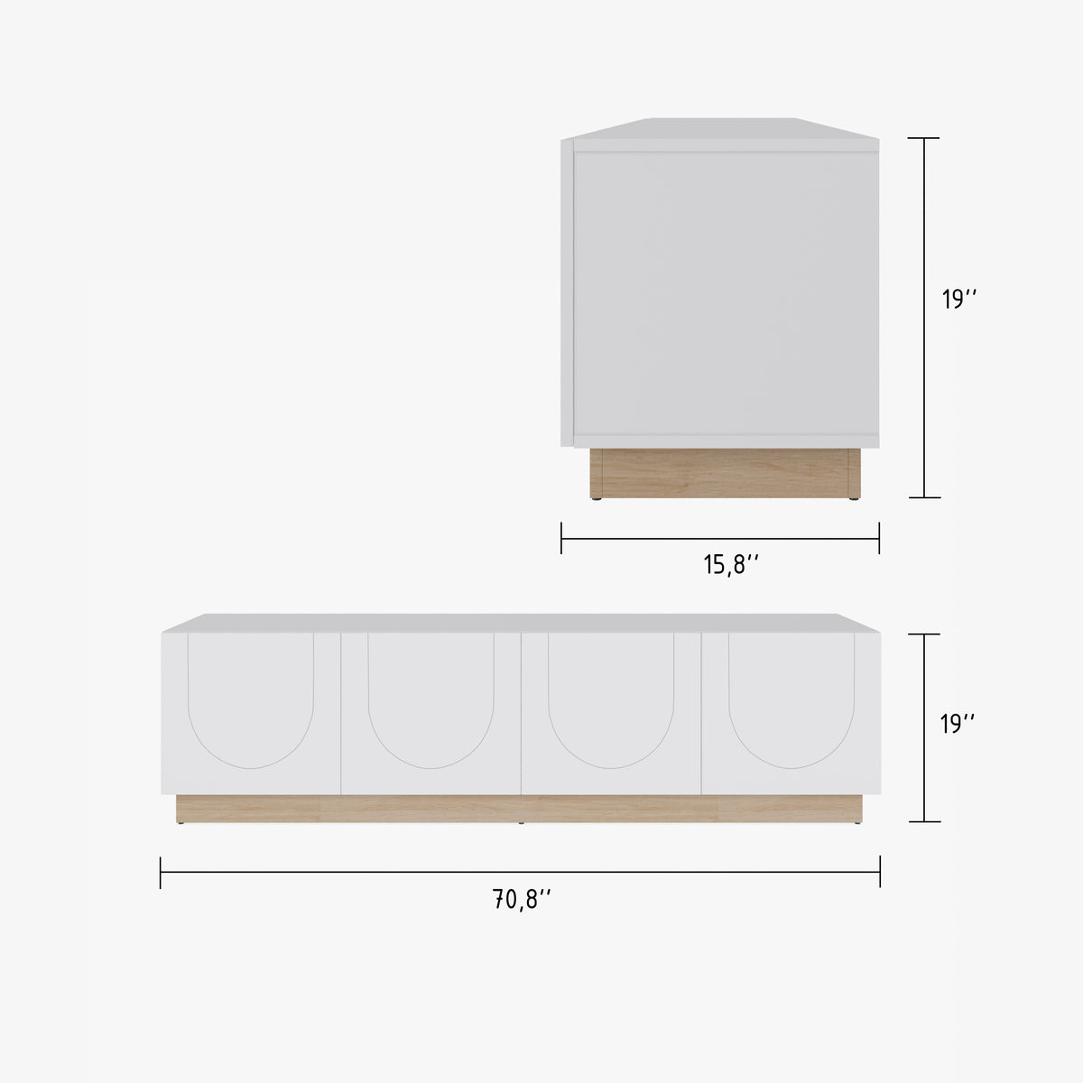 Nauraa TV-Stand in White – dimensions diagram
