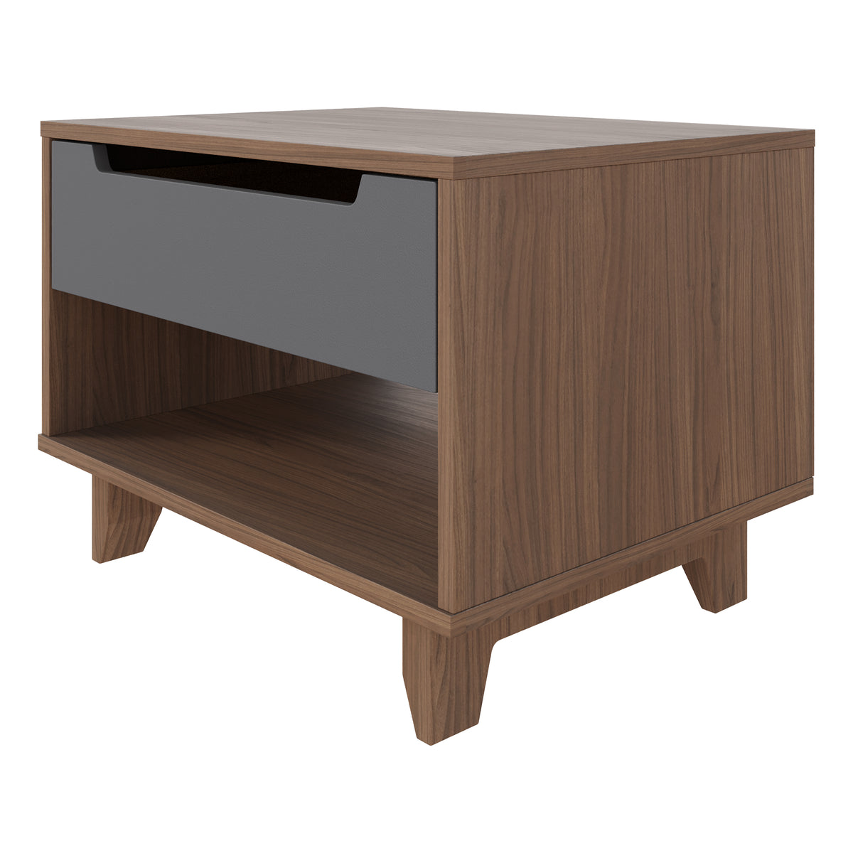 Nightstand 1-Drawer And Folding Door in Walnut & Charcoal – product photo 2