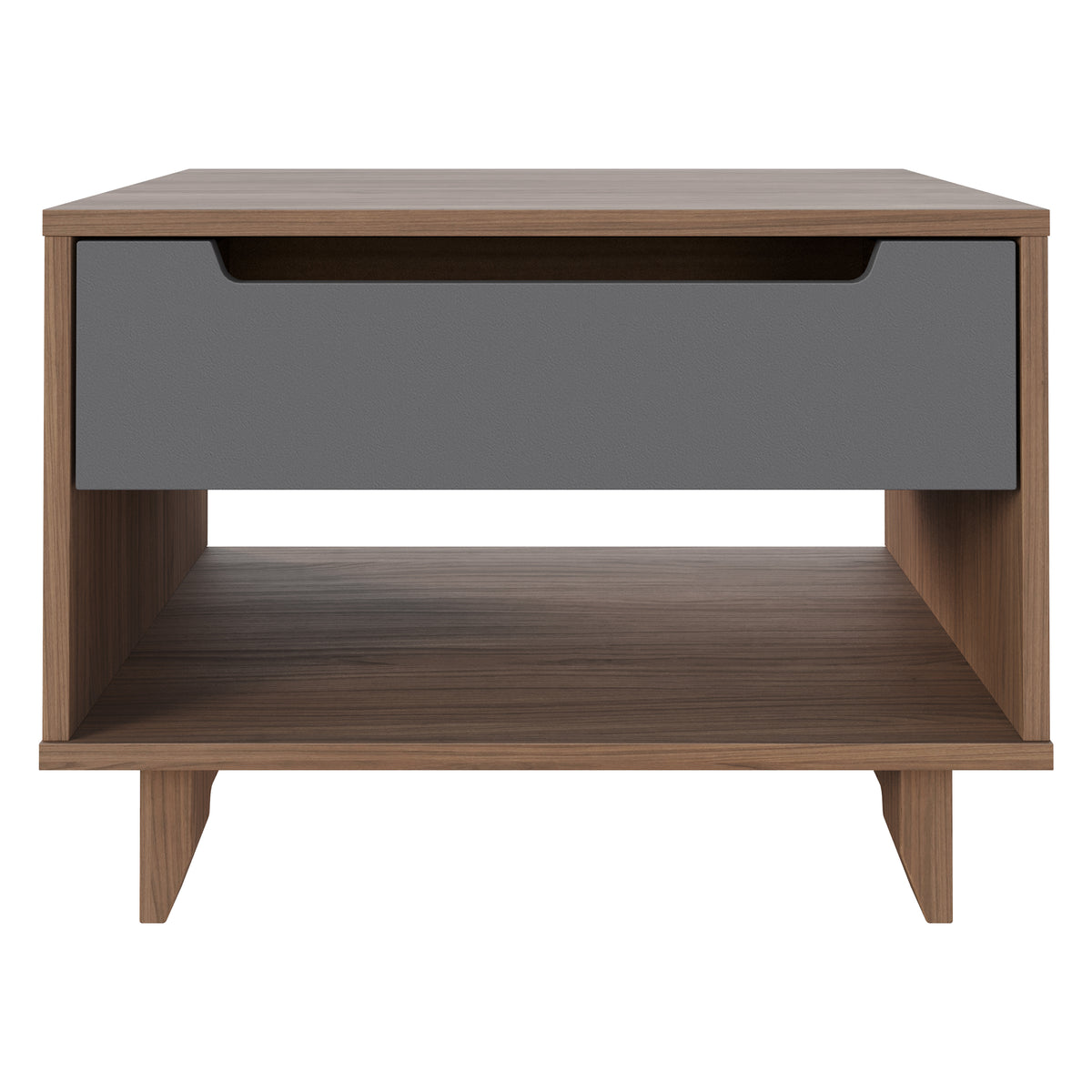 Nightstand 1-Drawer And Folding Door in Walnut & Charcoal – product photo