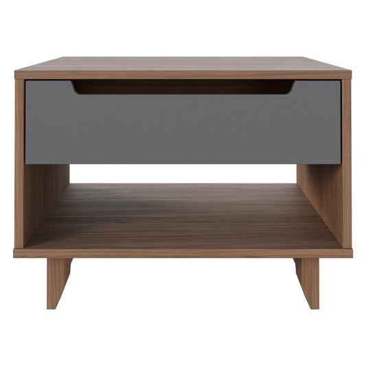 Nightstand 1-Drawer And Folding Door in Walnut & Charcoal – product photo