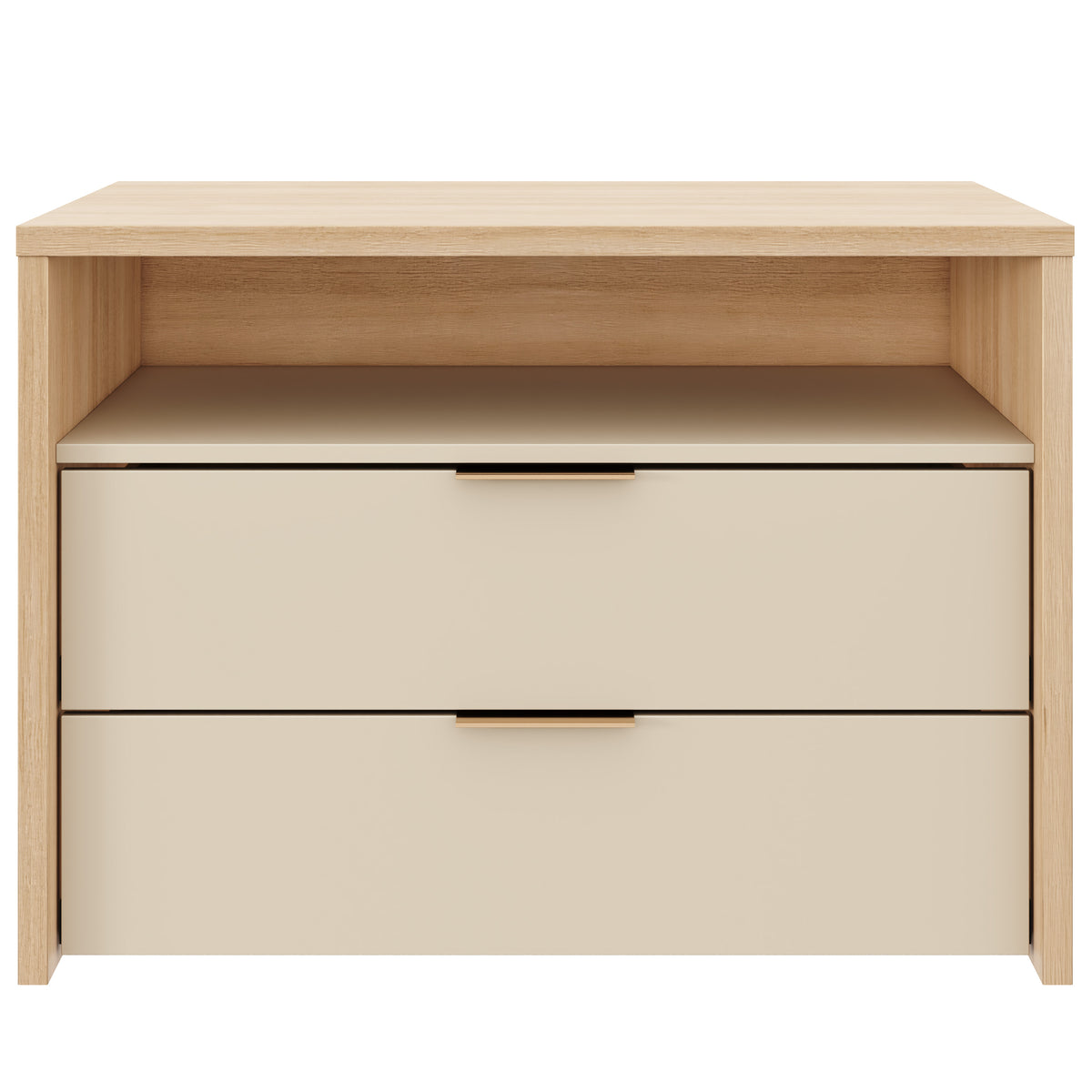 Noma 2-Drawer Storage Cabinet in Natural Blonde Oak & Morning Dew – product photo