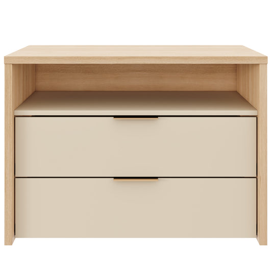 Noma 2-Drawer Storage Cabinet in Natural Blonde Oak & Morning Dew – product photo