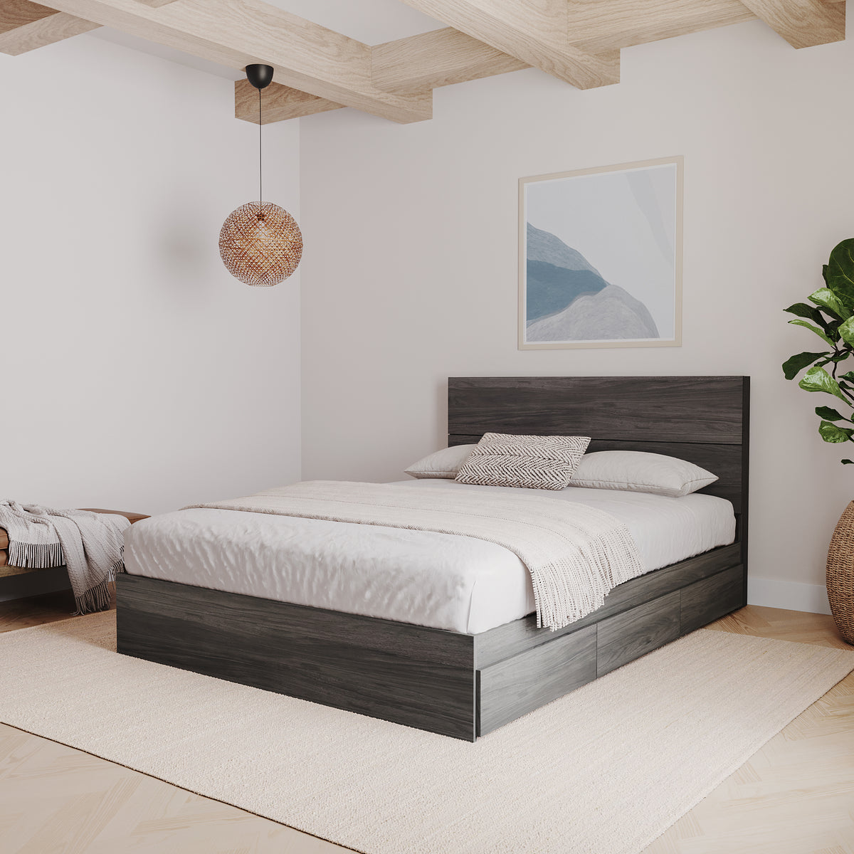 Panel Headboard, Queen in Bark Grey, Queen – lifestyle photo 2