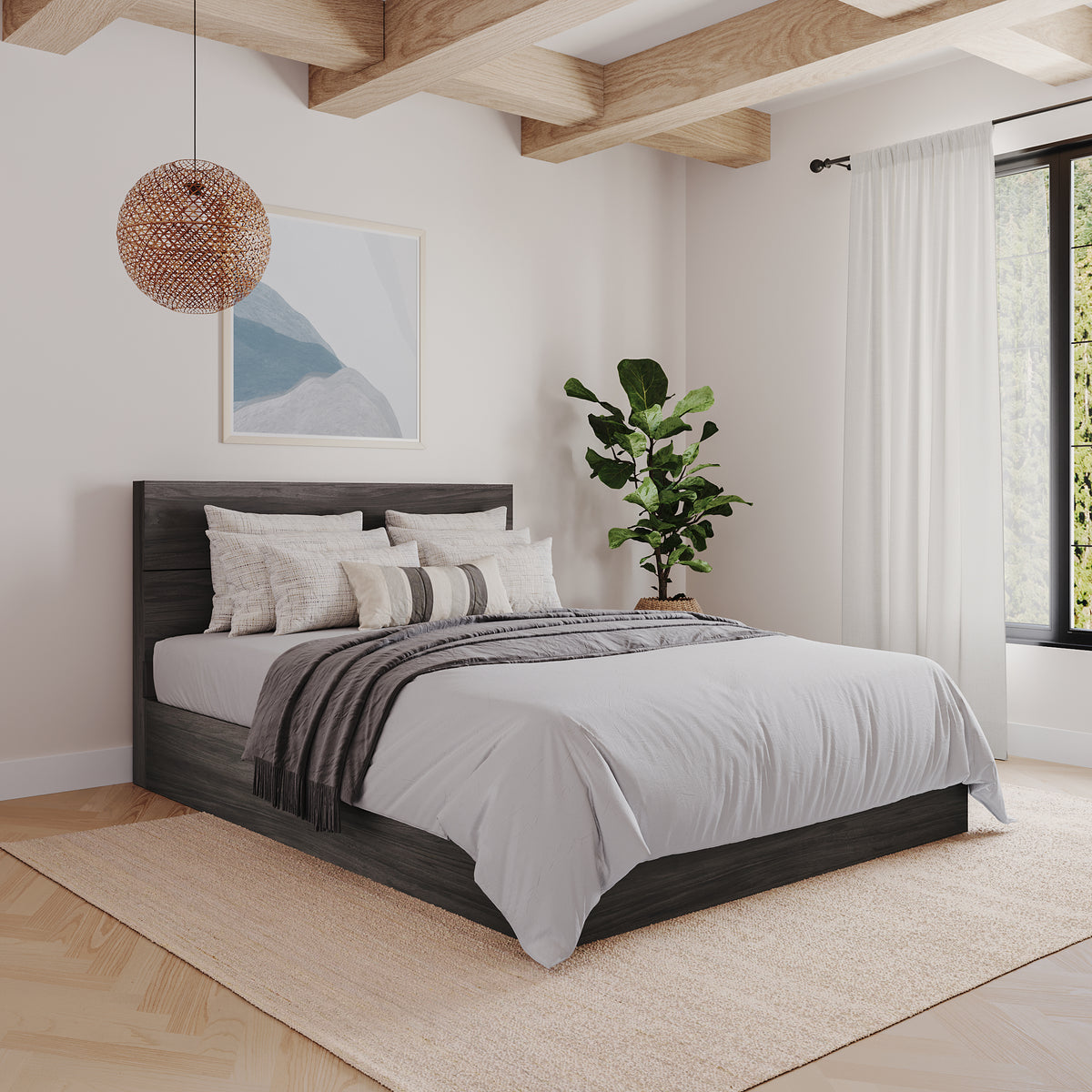Panel Headboard, Queen in Bark Grey, Queen – lifestyle photo 3