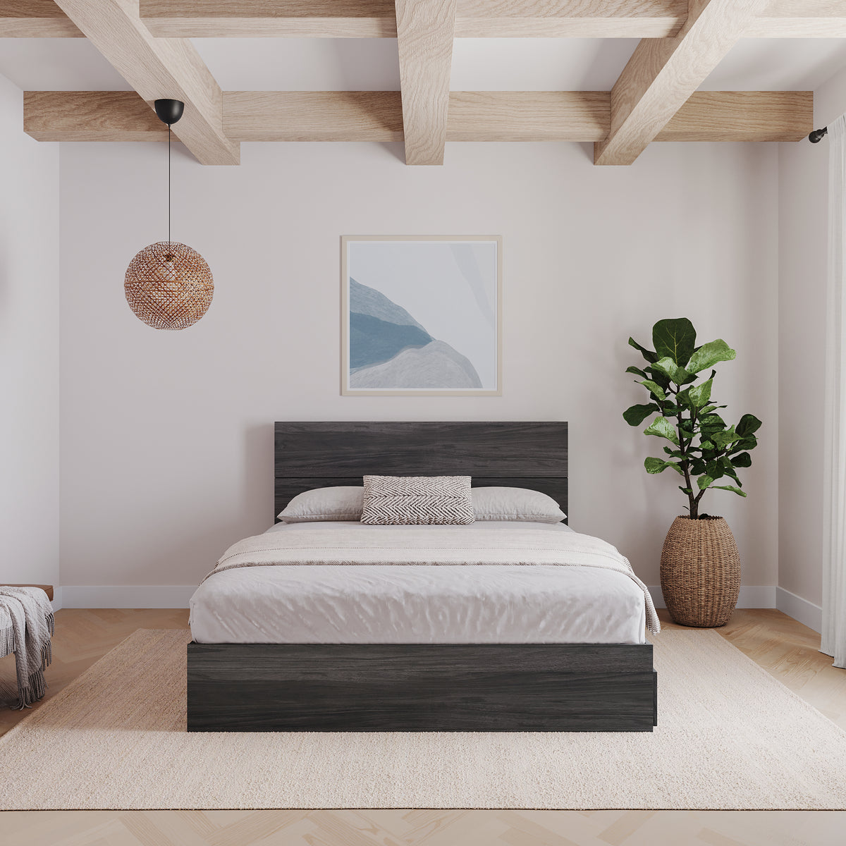 Panel Headboard, Queen in Bark Grey, Queen – lifestyle photo