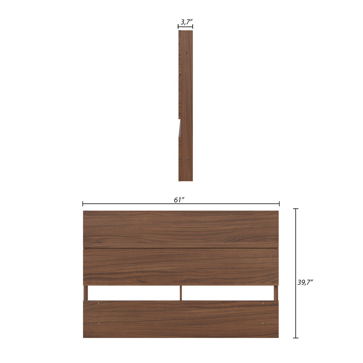 Panel Headboard, Queen in Walnut, Queen – dimensions diagram