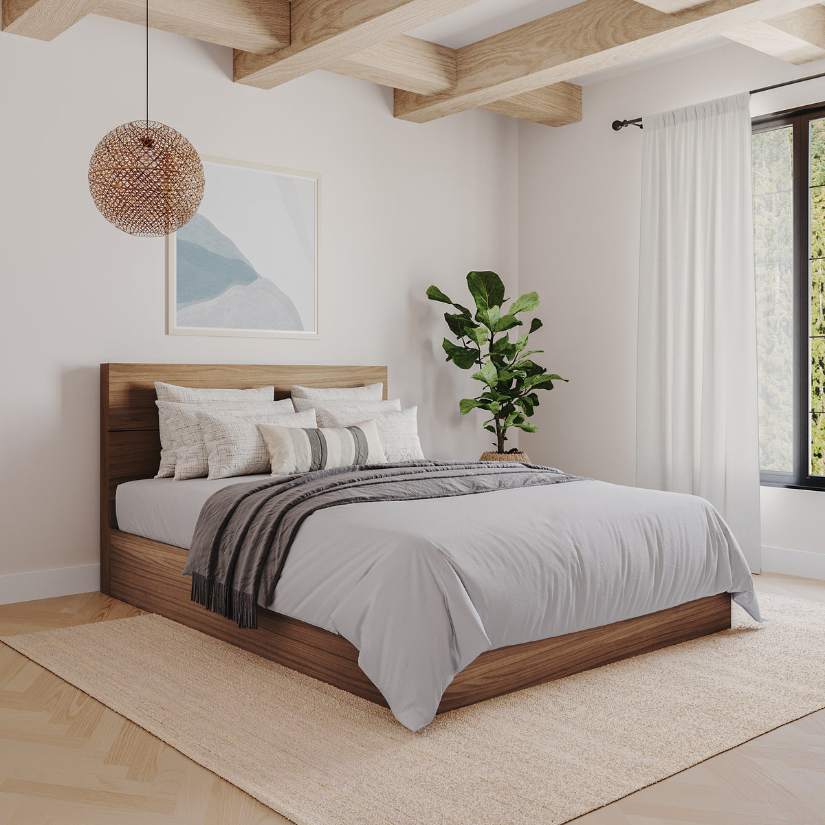Panel Headboard, Queen in Walnut, Queen – lifestyle photo 2