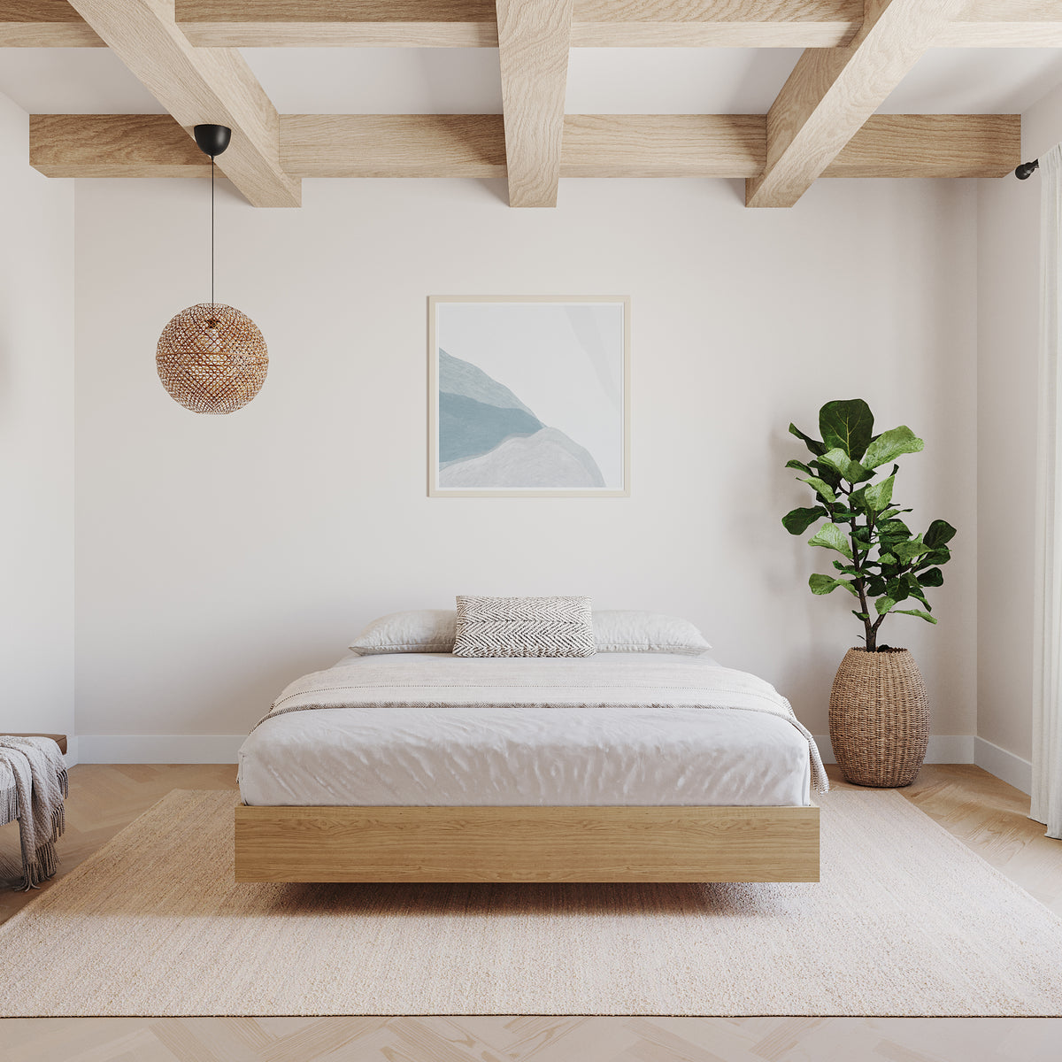 Platform Bed Frame, King in Natural Maple, King – lifestyle photo