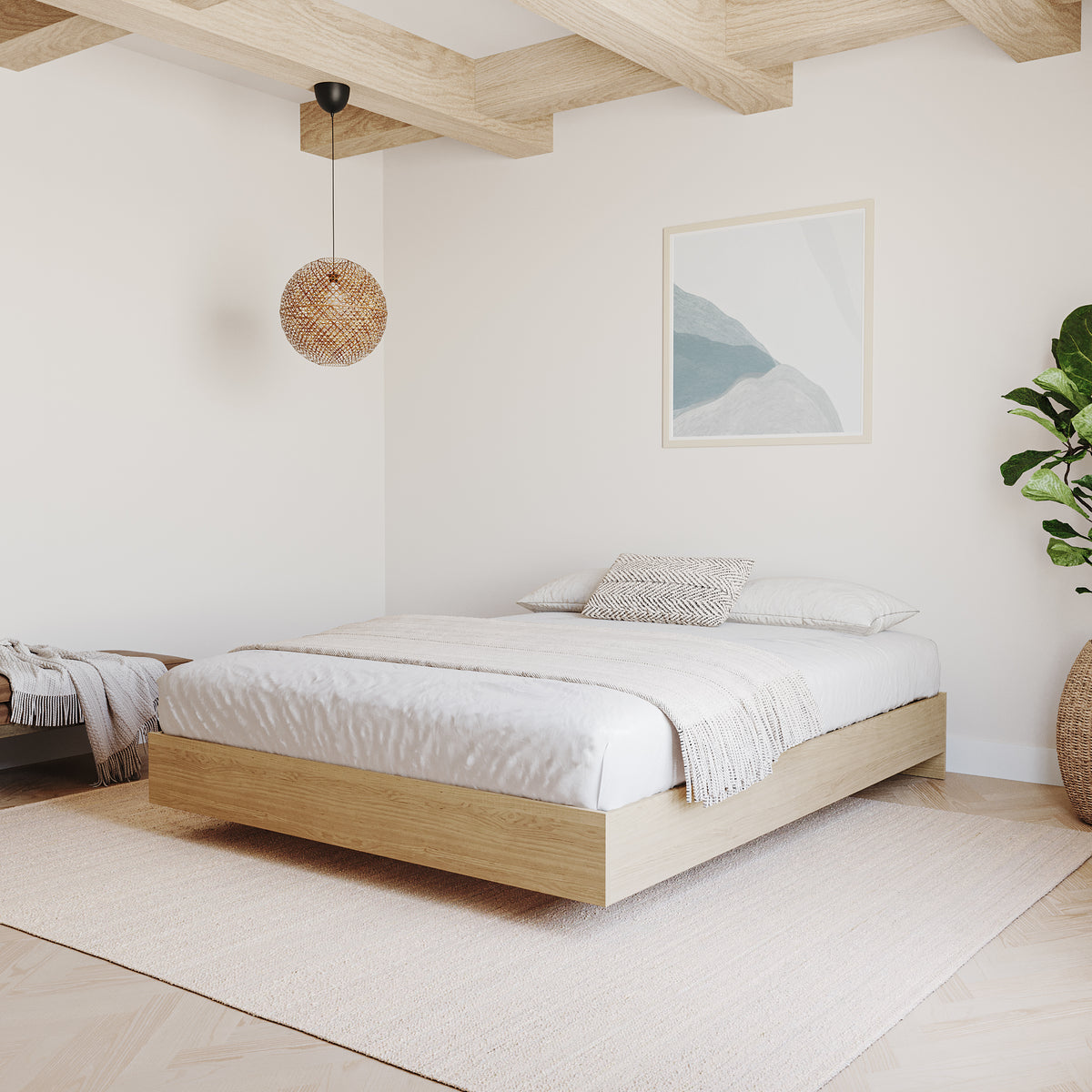 Platform Bed Frame, King in Natural Maple, King – lifestyle photo 2