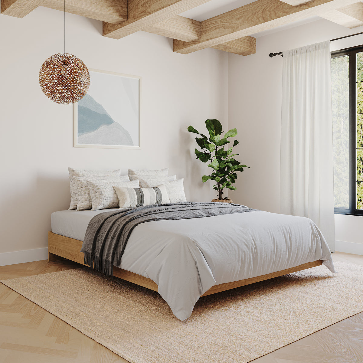 Platform Bed Frame, King in Natural Maple, King – lifestyle photo 3