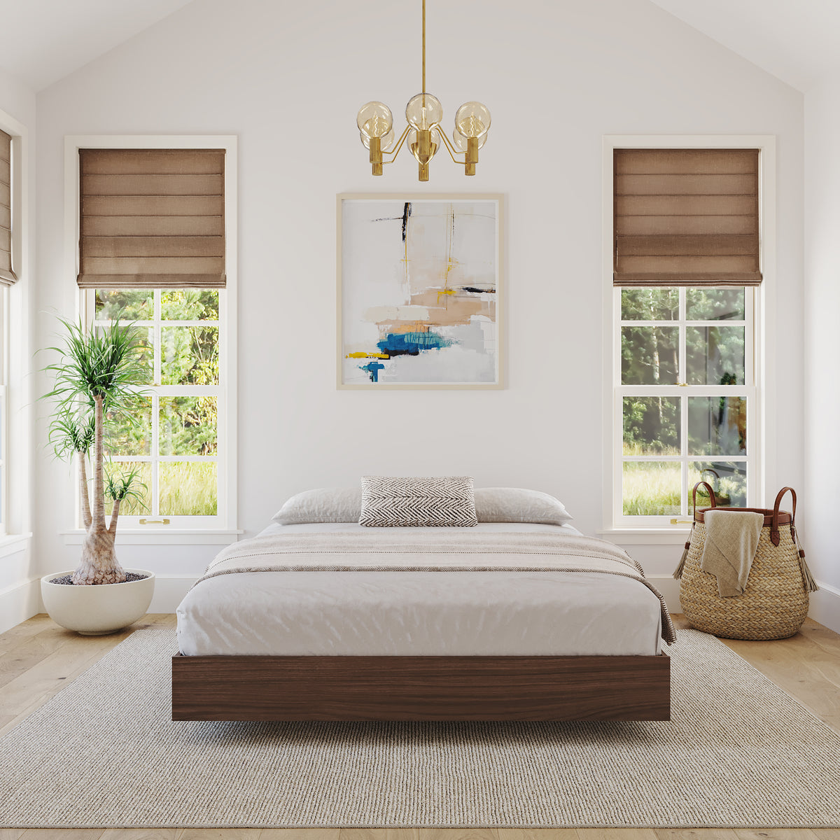 Platform Bed Frame, King in Walnut, King – lifestyle photo