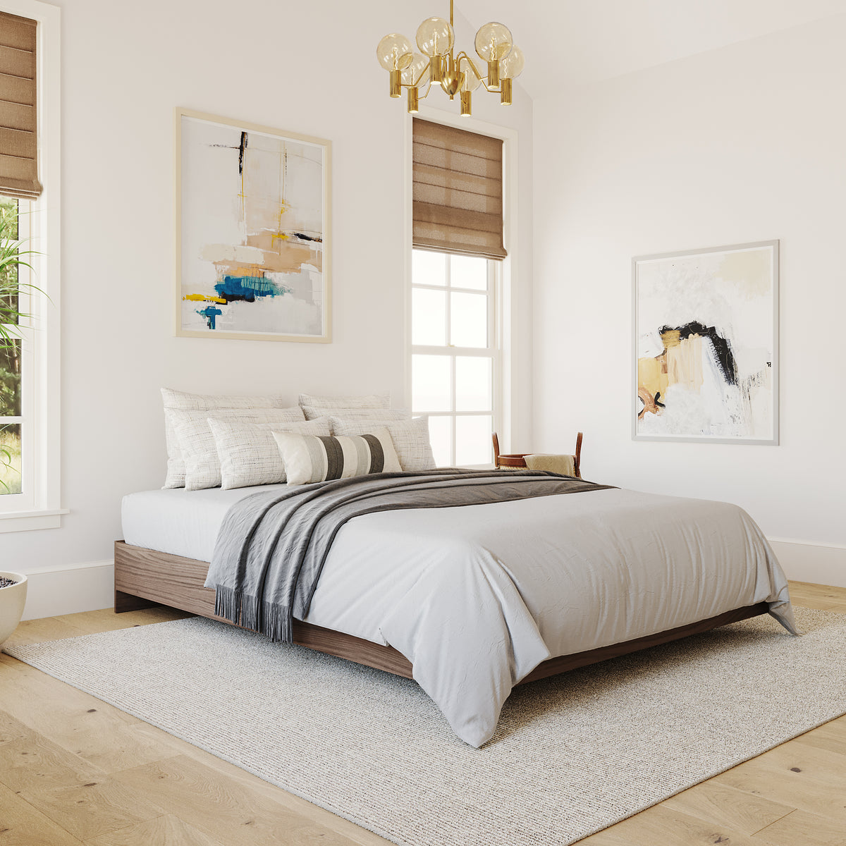 Platform Bed Frame, King in Walnut, King – lifestyle photo 3