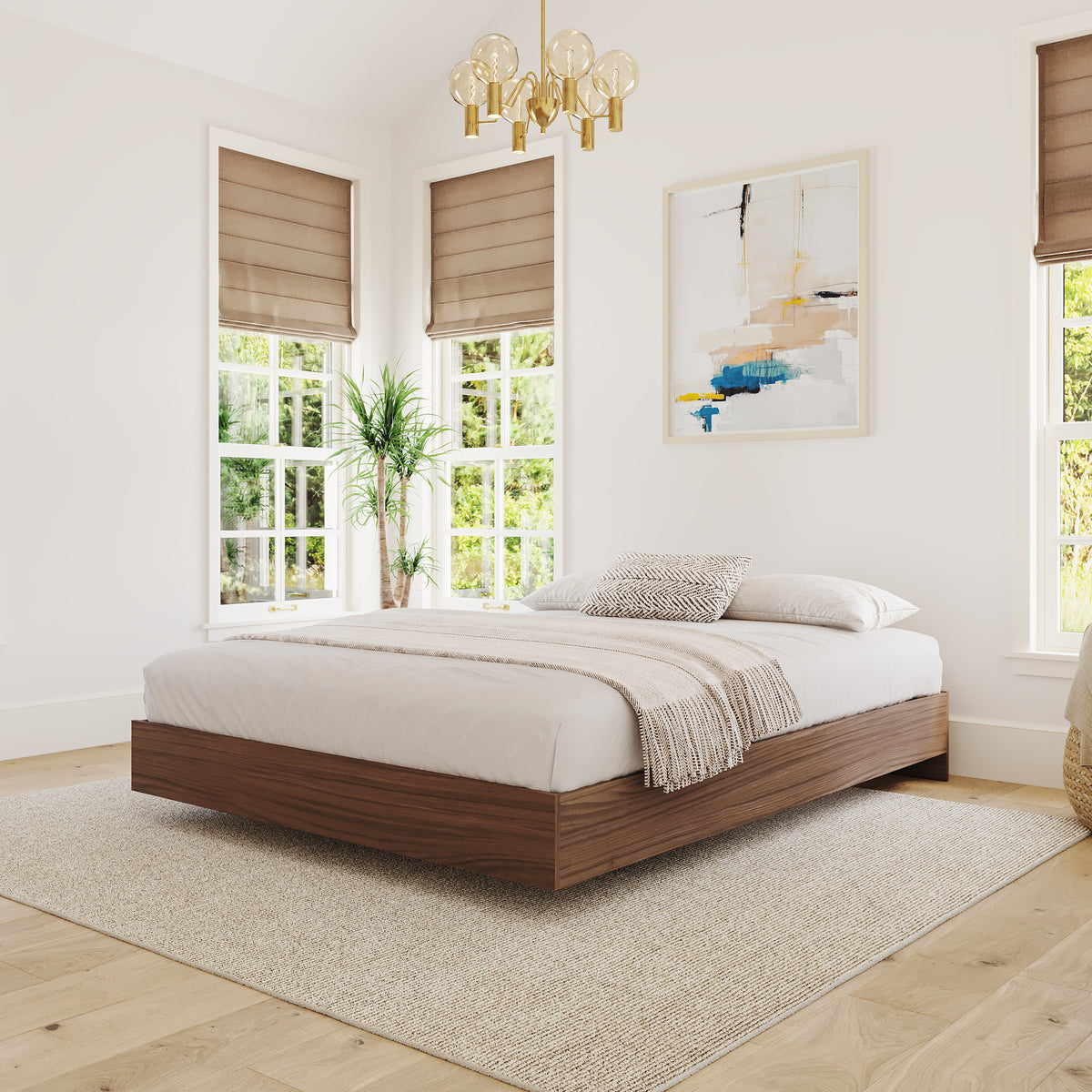 Platform Bed Frame, King in Walnut, King – lifestyle photo 2