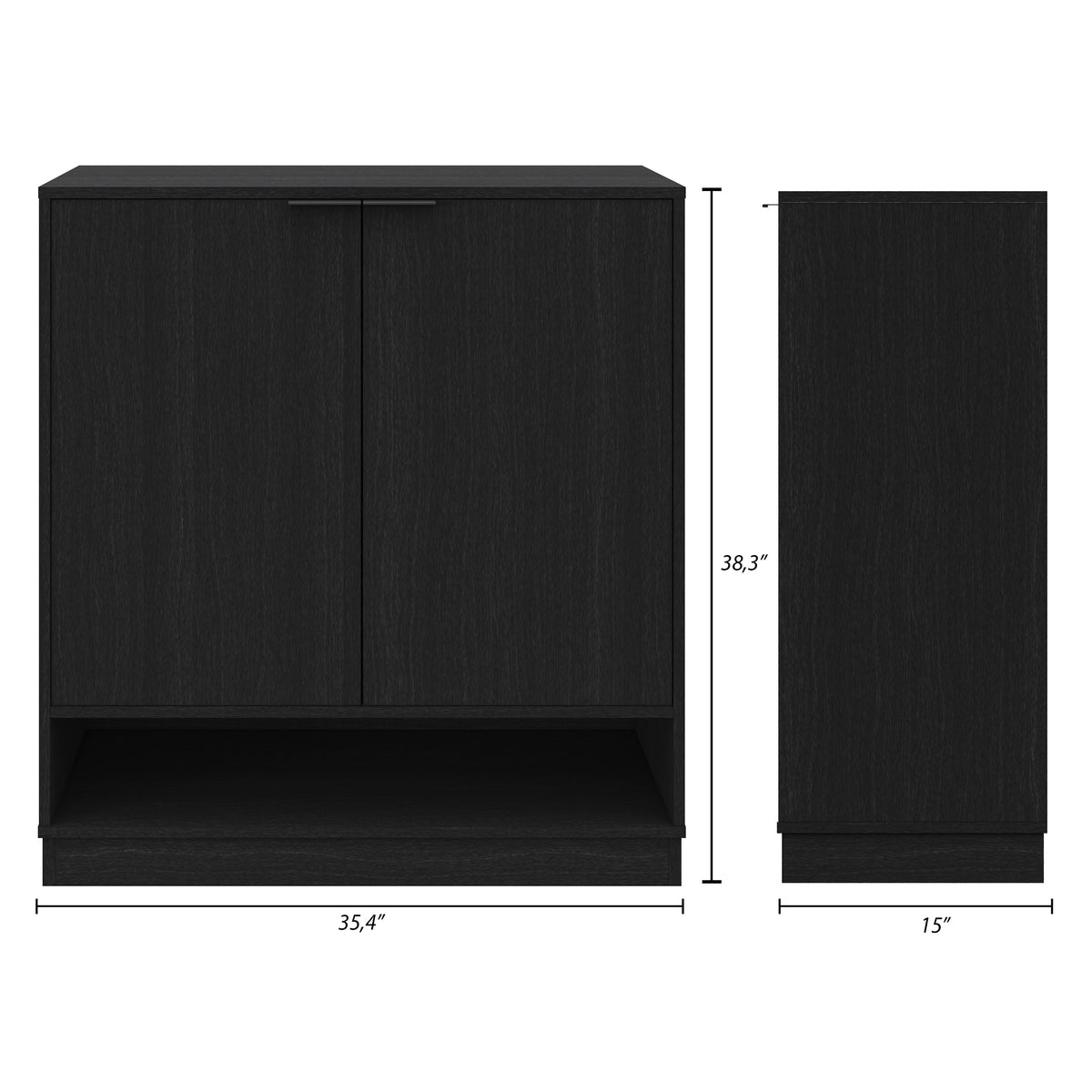 Porto Entry Cabinet in Black Karisma – dimensions diagram