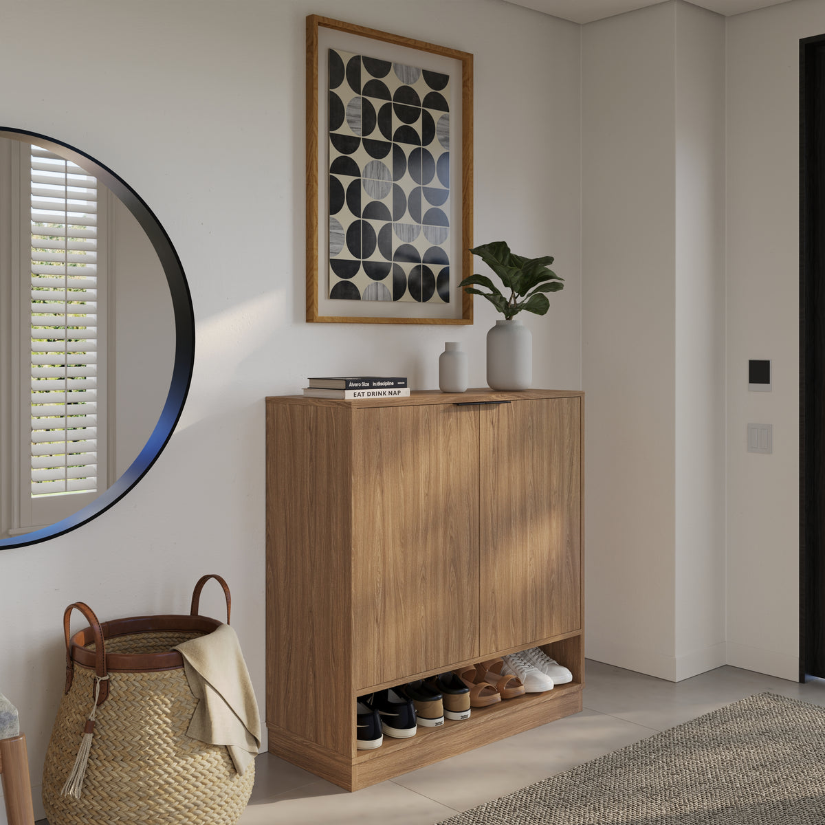 Porto Entry Cabinet in Walnut – lifestyle photo 2