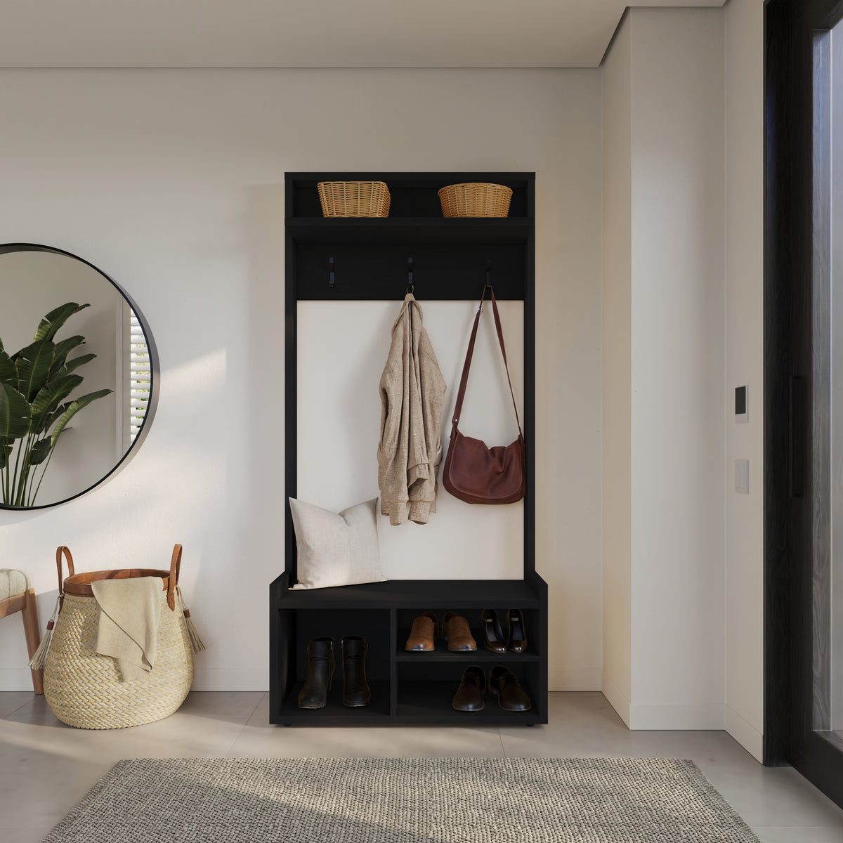 Porto Entryway Hall Tree in Black Karisma – lifestyle photo
