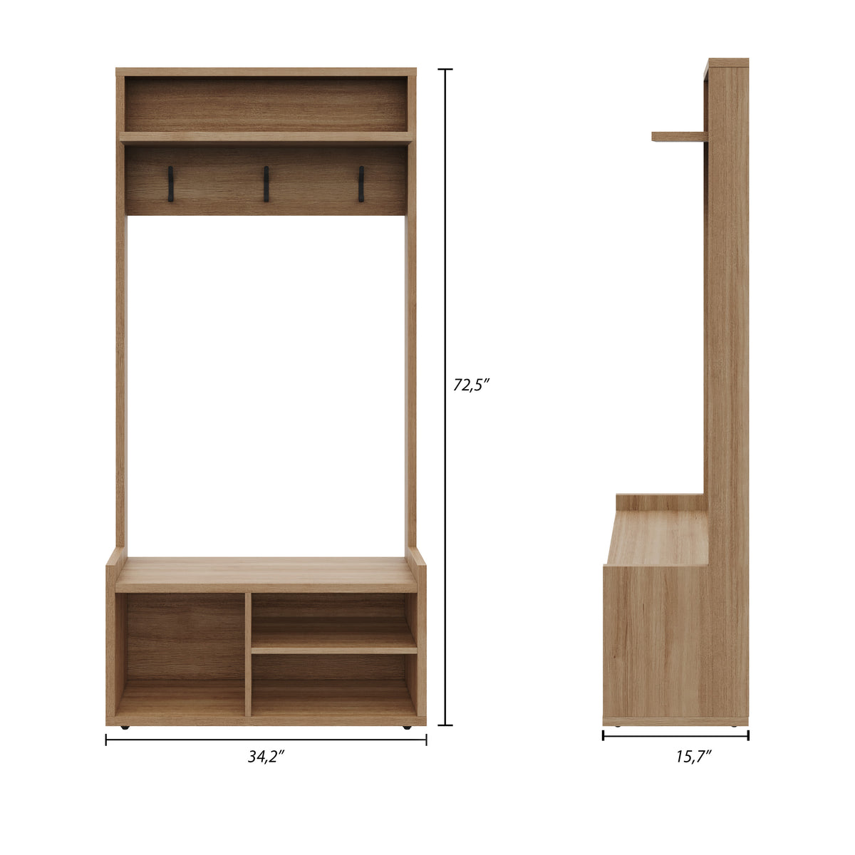 Porto Entryway Hall Tree in Fashionista – dimensions diagram