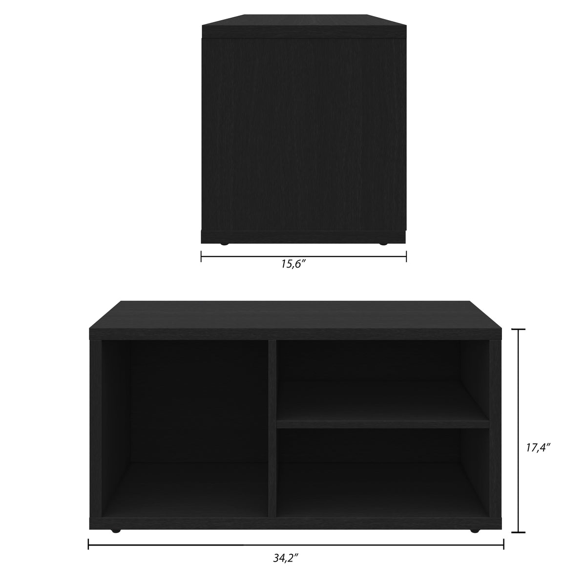 Porto Entryway Shoe Storage Bench in Black Karisma – dimensions diagram