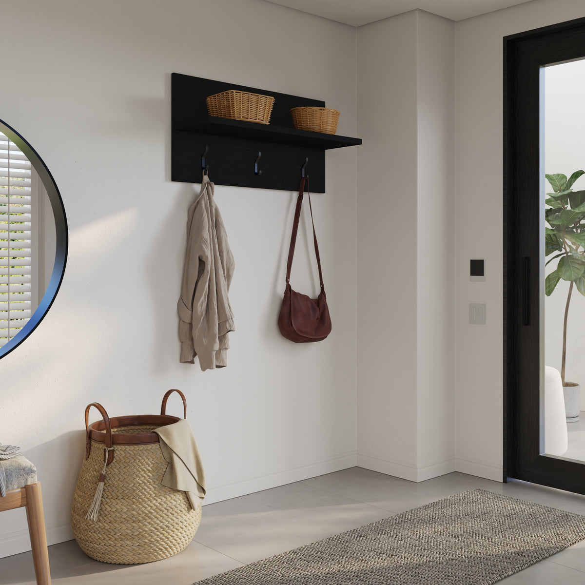 Porto Entryway Wall-Mounted Coat Rack in Black Karisma – lifestyle photo 2
