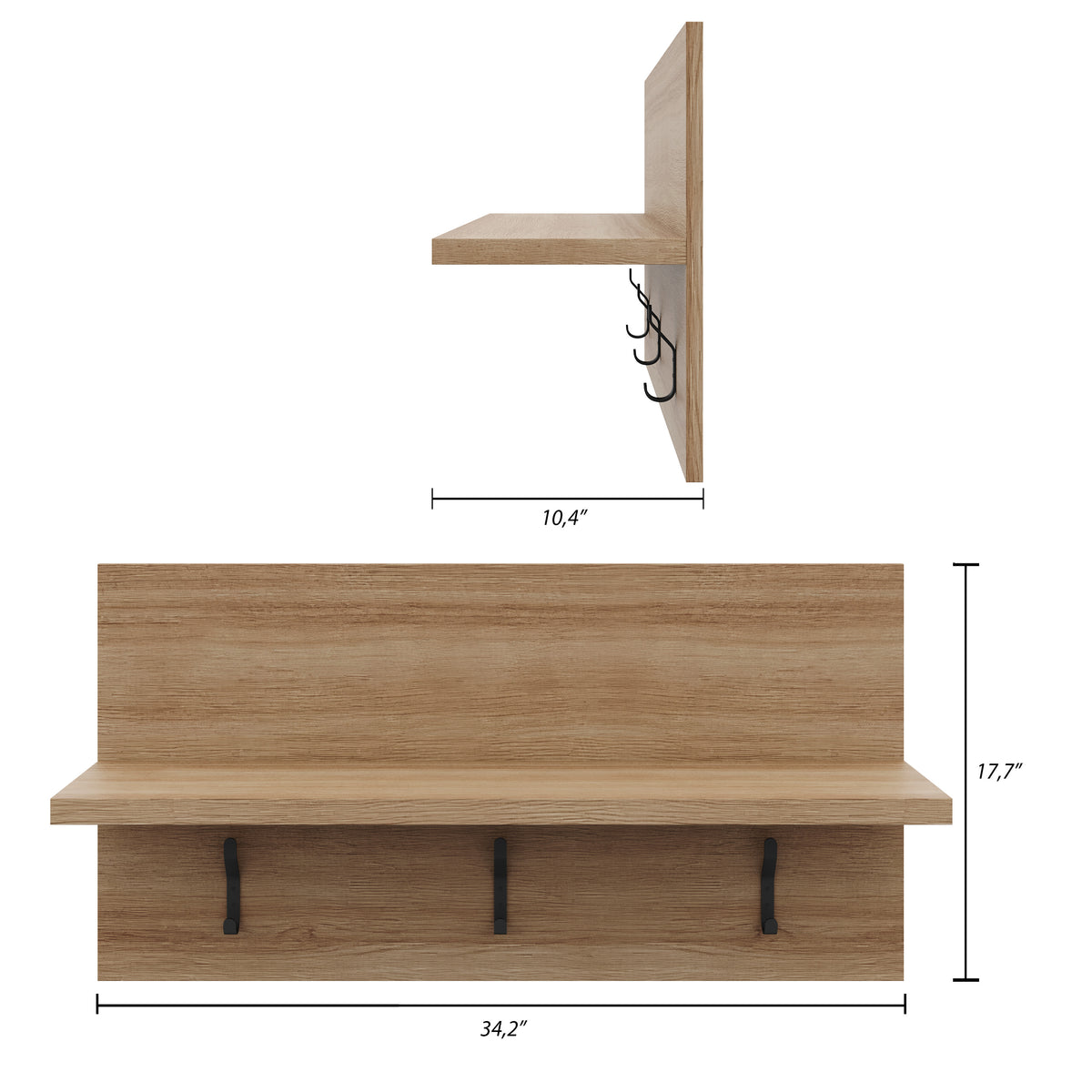 Porto Entryway Wall-Mounted Coat Rack in Fashionista – dimensions diagram