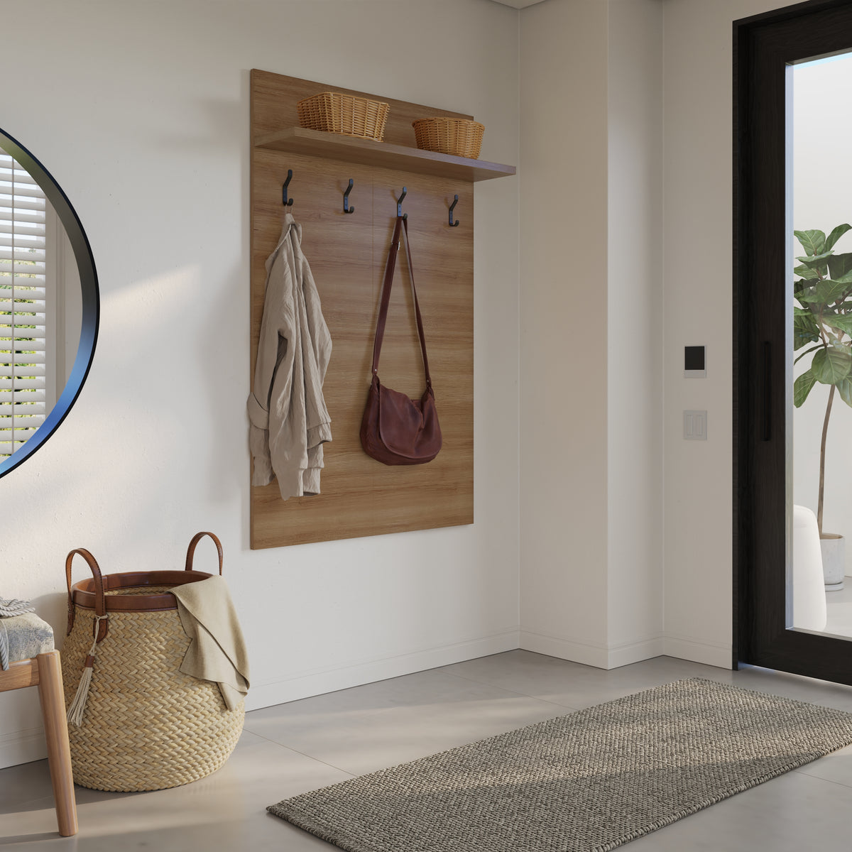 Porto Entryway Wall-Mounted Coat Rack with Shelf in Fashionista – lifestyle photo 2