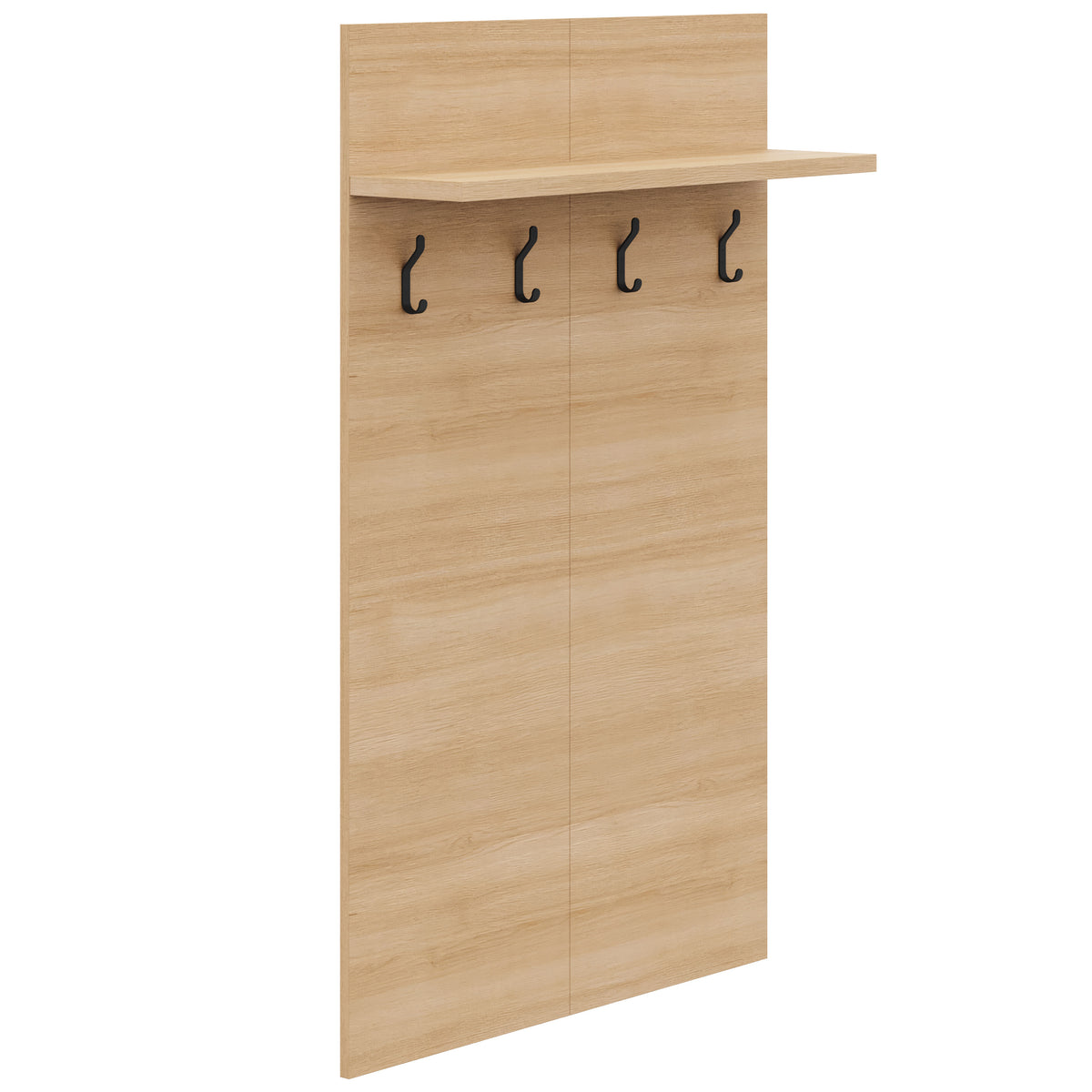 Porto Entryway Wall-Mounted Coat Rack with Shelf in Golden Maple – product photo 2