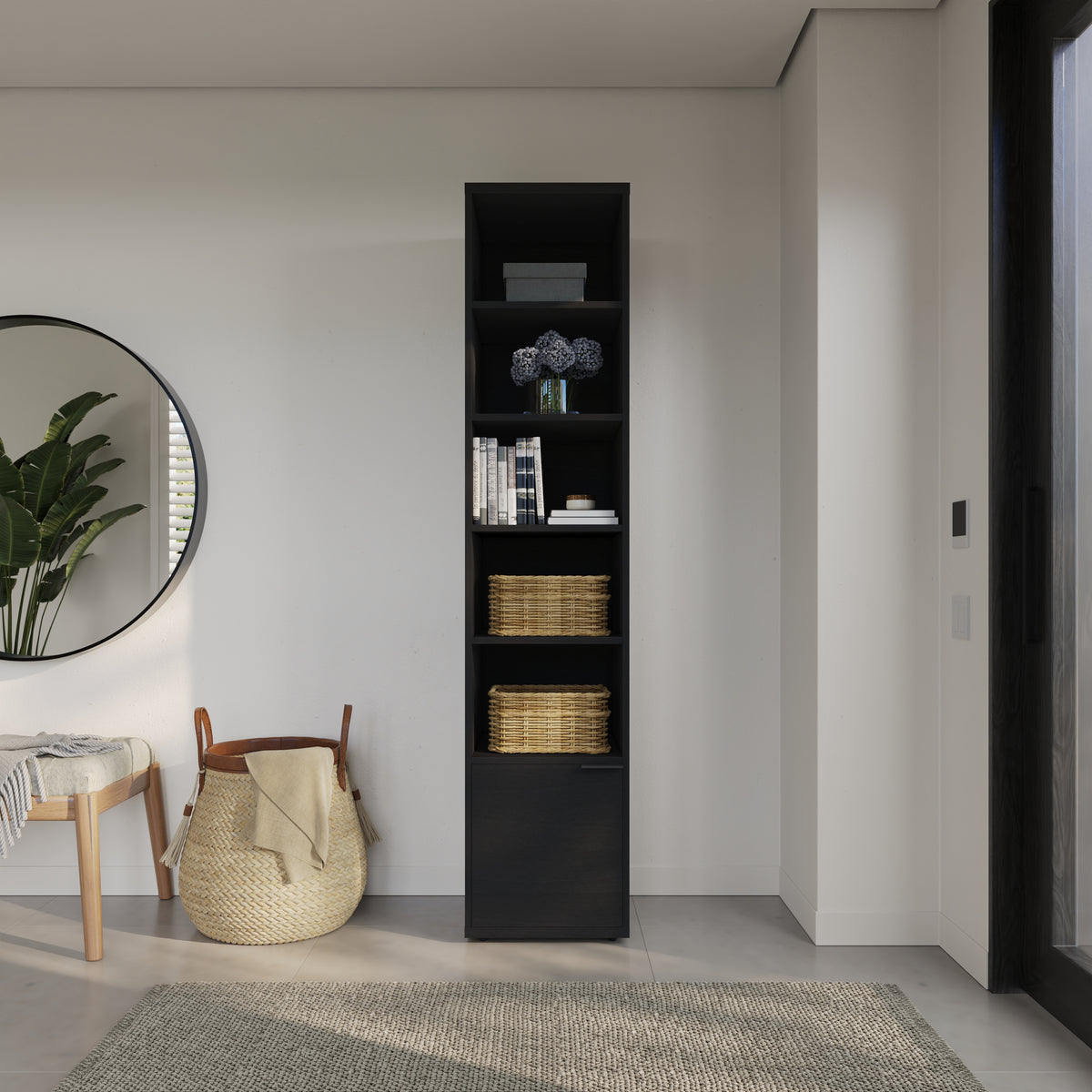 Porto Storage Tower in Black Karisma – lifestyle photo