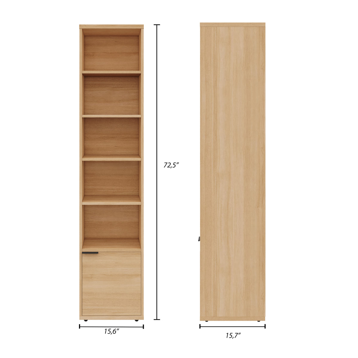 Porto Storage Tower in Golden Maple – dimensions diagram
