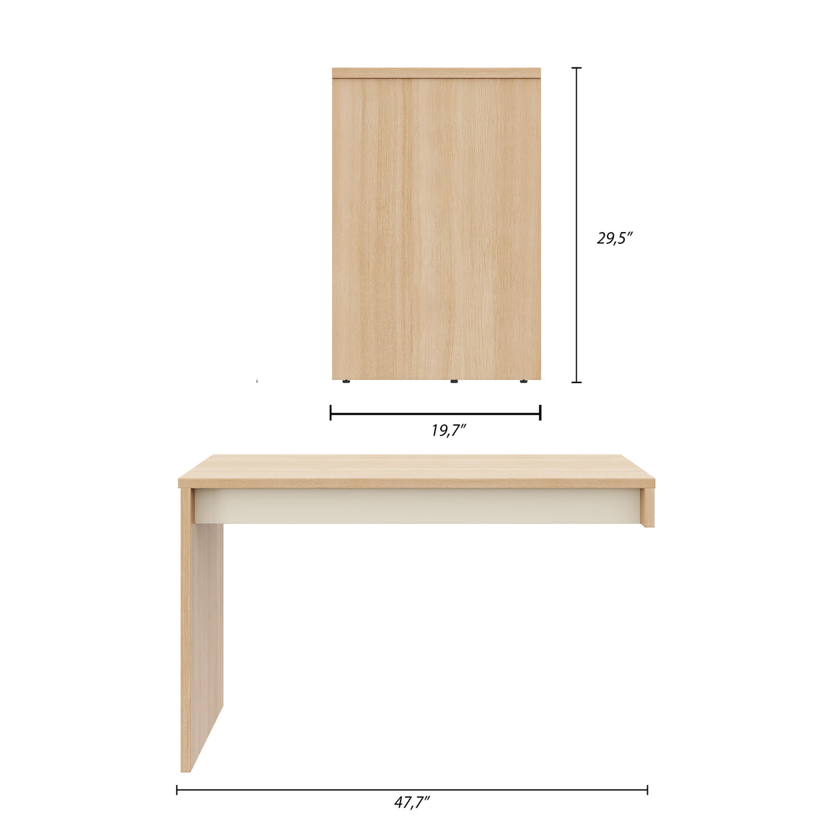 Reversible Desk Panel For Home Office in Natural Blonde Oak & Morning Dew – dimensions diagram