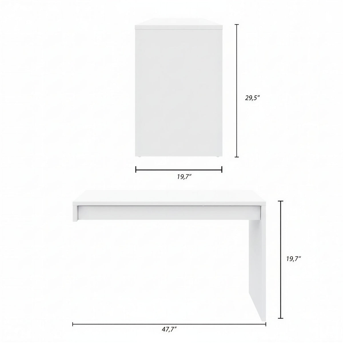 Reversible Desk Panel For Home Office in White – dimensions diagram