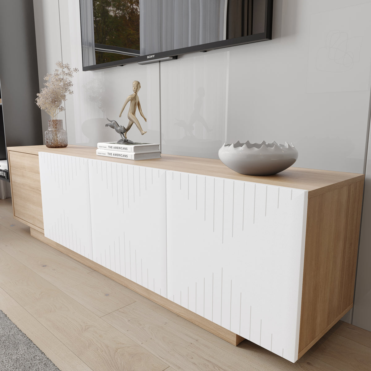 Riva Tv Stand, 72- Inch in Natural Maple – detail photo