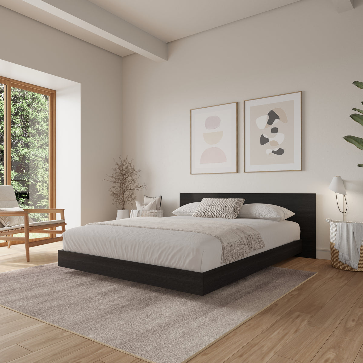 Satori Low Platform Bed Set in Black Karisma, Full/Double – lifestyle photo 2
