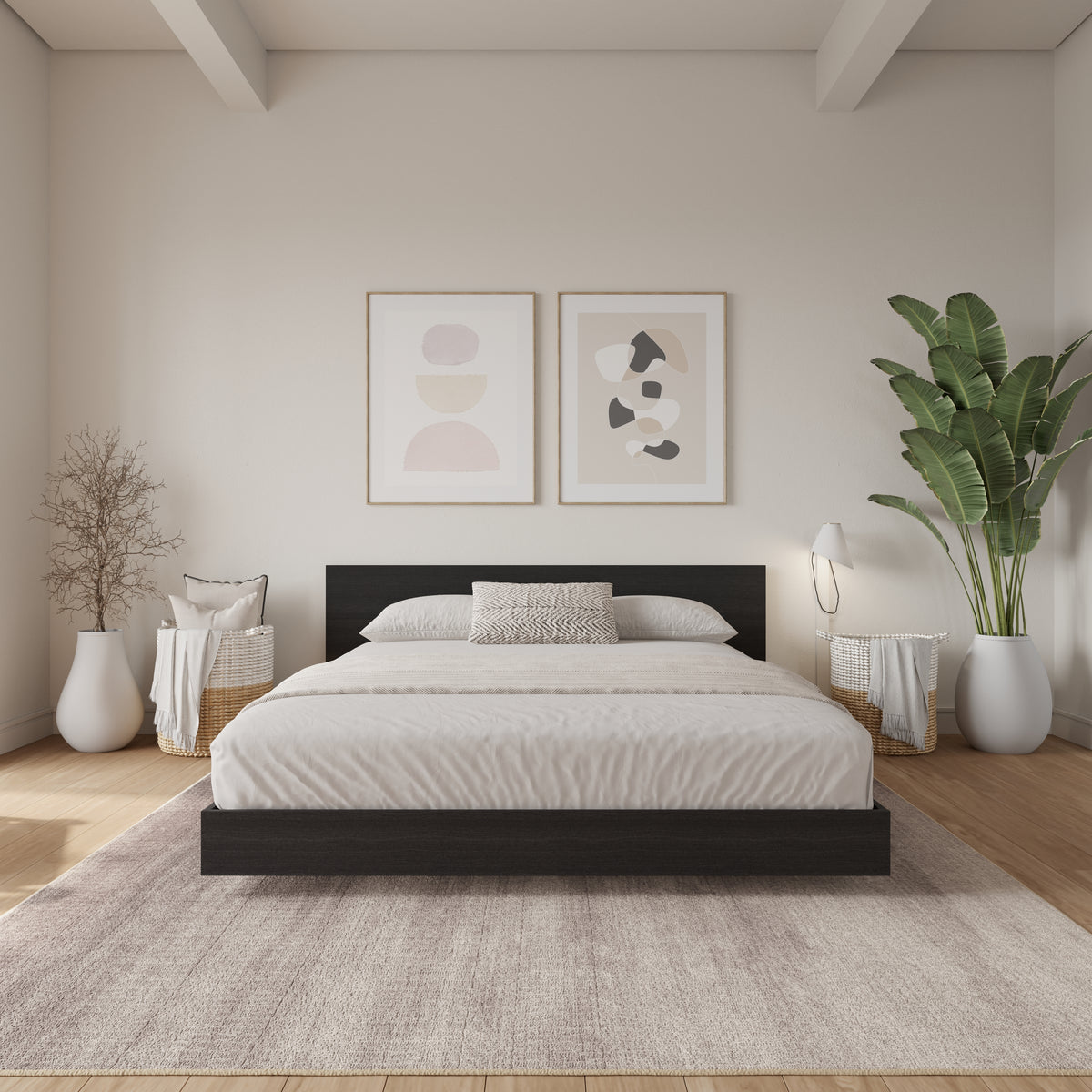 Satori Low Platform Bed Set in Black Karisma, Full/Double – lifestyle photo