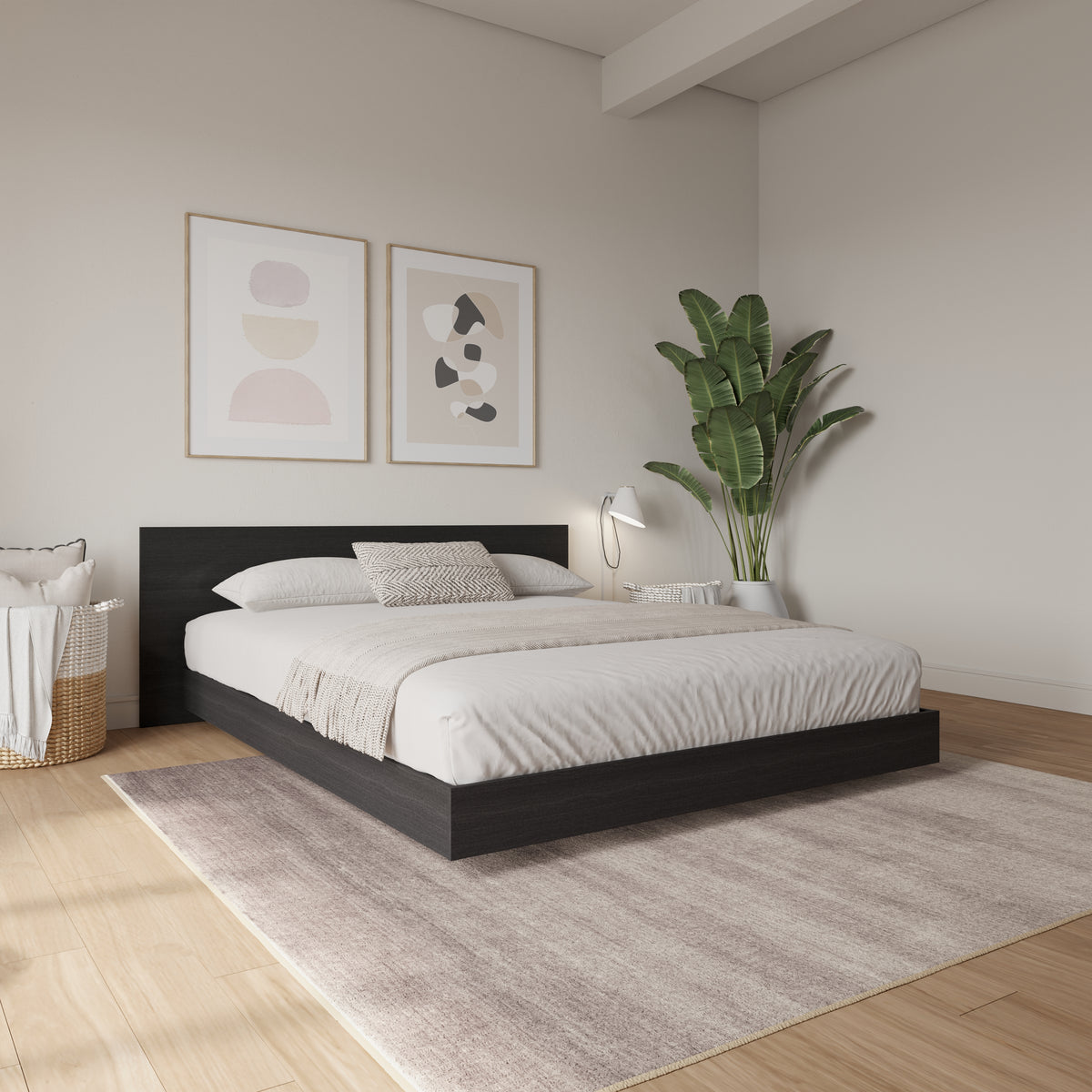 Satori Low Platform Bed Set in Black Karisma, Full/Double – lifestyle photo 3