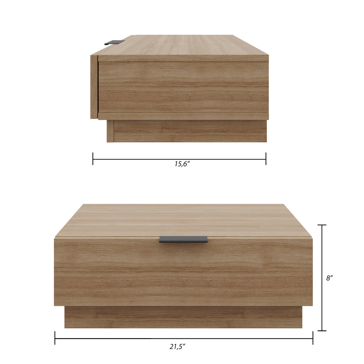 Satori Nightstand, Set of 2, One Size in Brown Oak, One Size – dimensions diagram