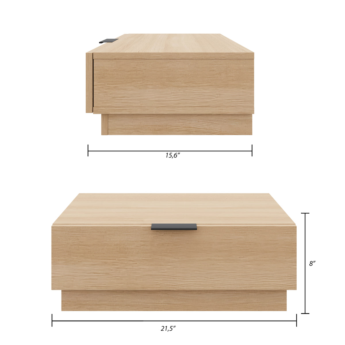 Satori Nightstand, Set of 2, One Size in Natural Blonde Oak, One Size – dimensions diagram