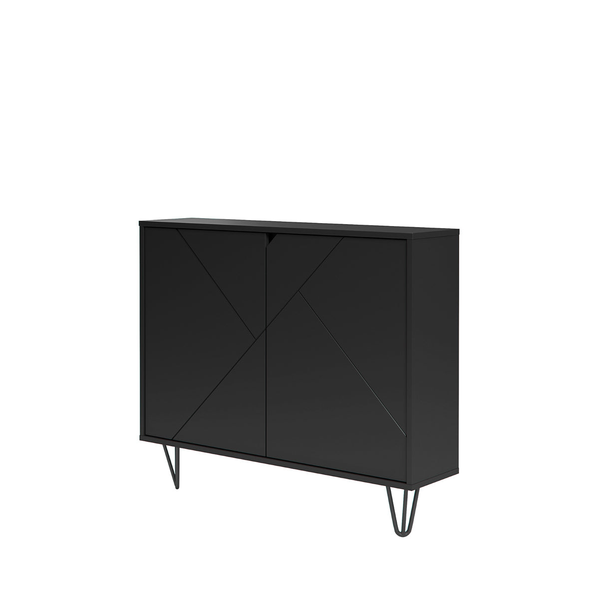 Slim 2-Door Storage Accent Cabinet, Floating And Wall Mount Bar in Black – product photo