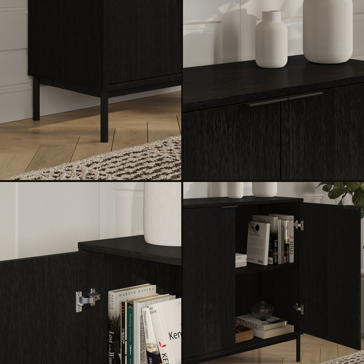 Slim 2-Door Storage Cabinet in Black – detail photo
