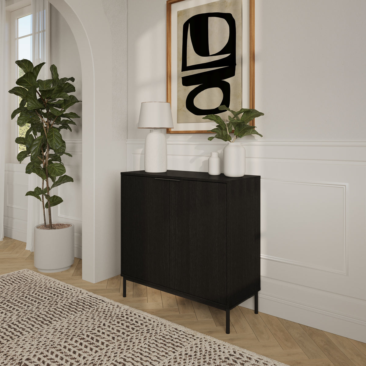 Slim 2-Door Storage Cabinet in Black – lifestyle photo 2