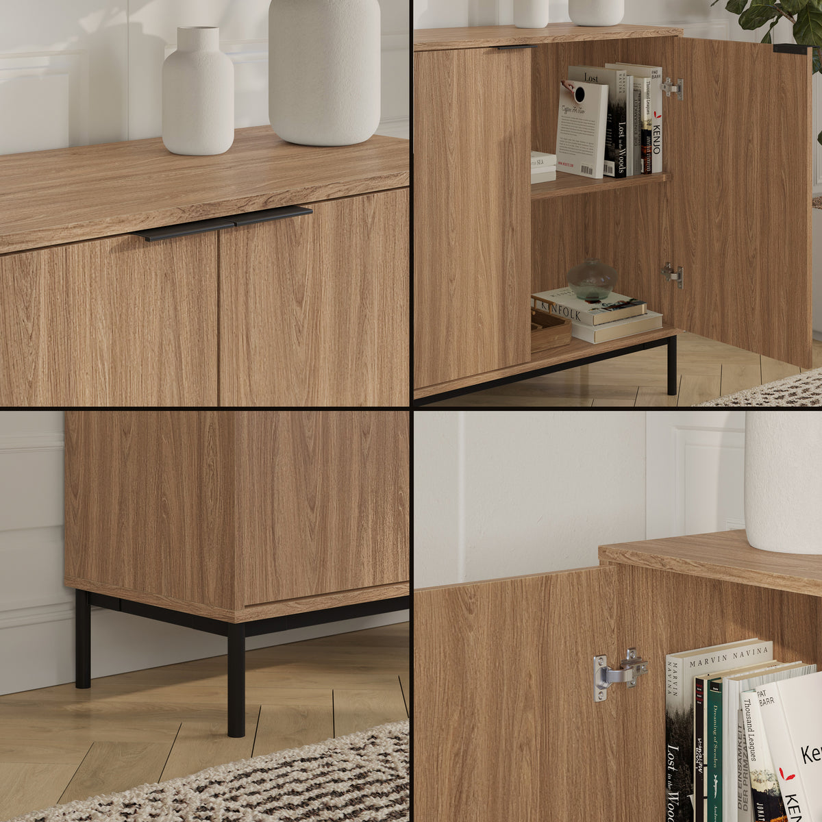 Slim 2-Door Storage Cabinet in Light Walnut – detail photo