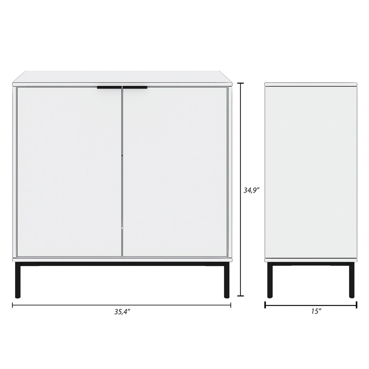 Slim 2-Door Storage Cabinet in Light Walnut – dimensions diagram