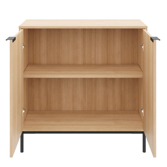 Slim 2-Door Storage Cabinet in Natural Blonde Oak – product photo