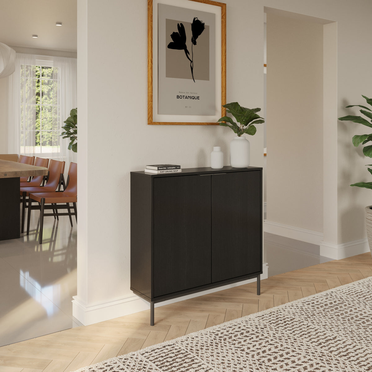 Slim 2-Door Storage Console in Black – lifestyle photo 3