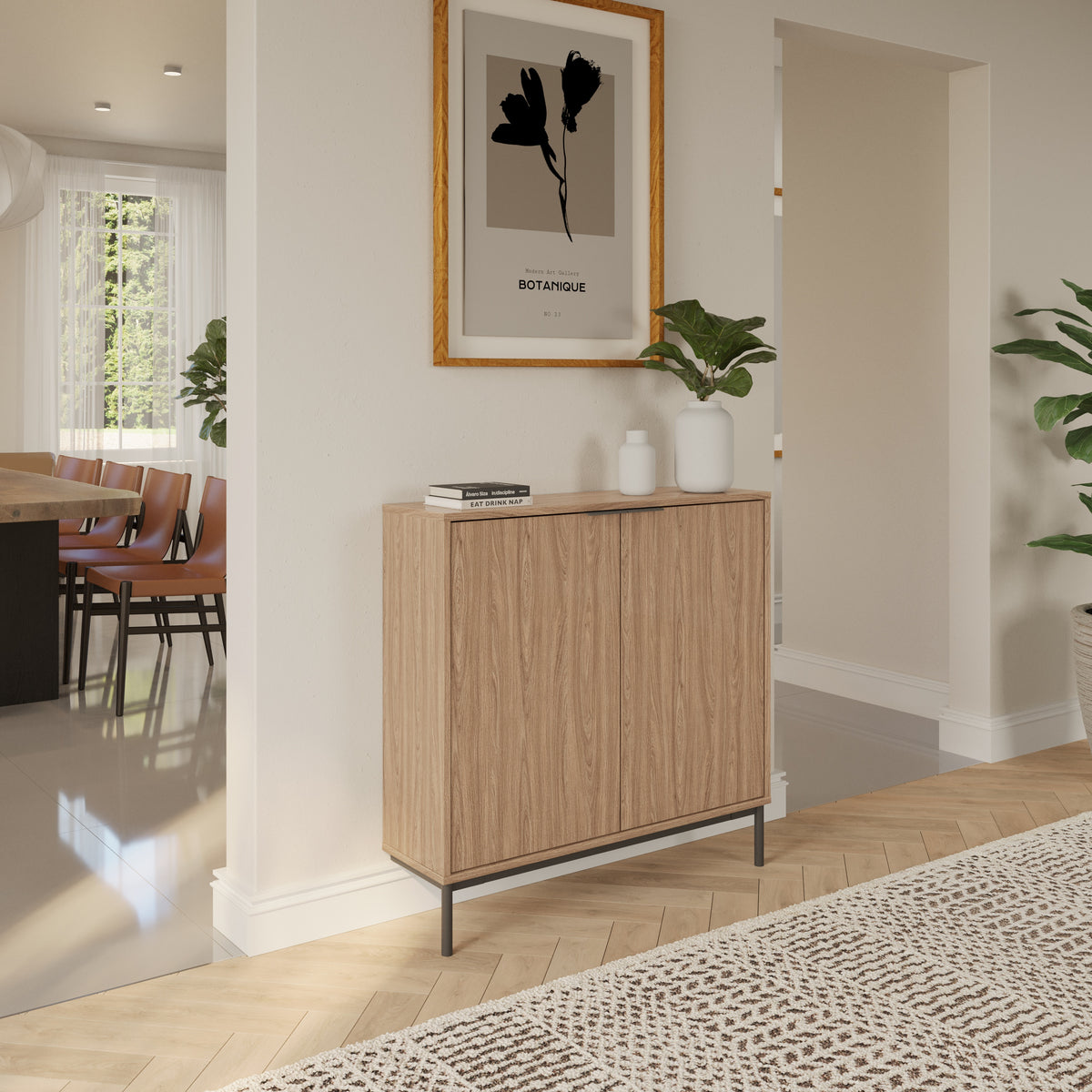 Slim 2-Door Storage Console in Light Walnut – lifestyle photo 2