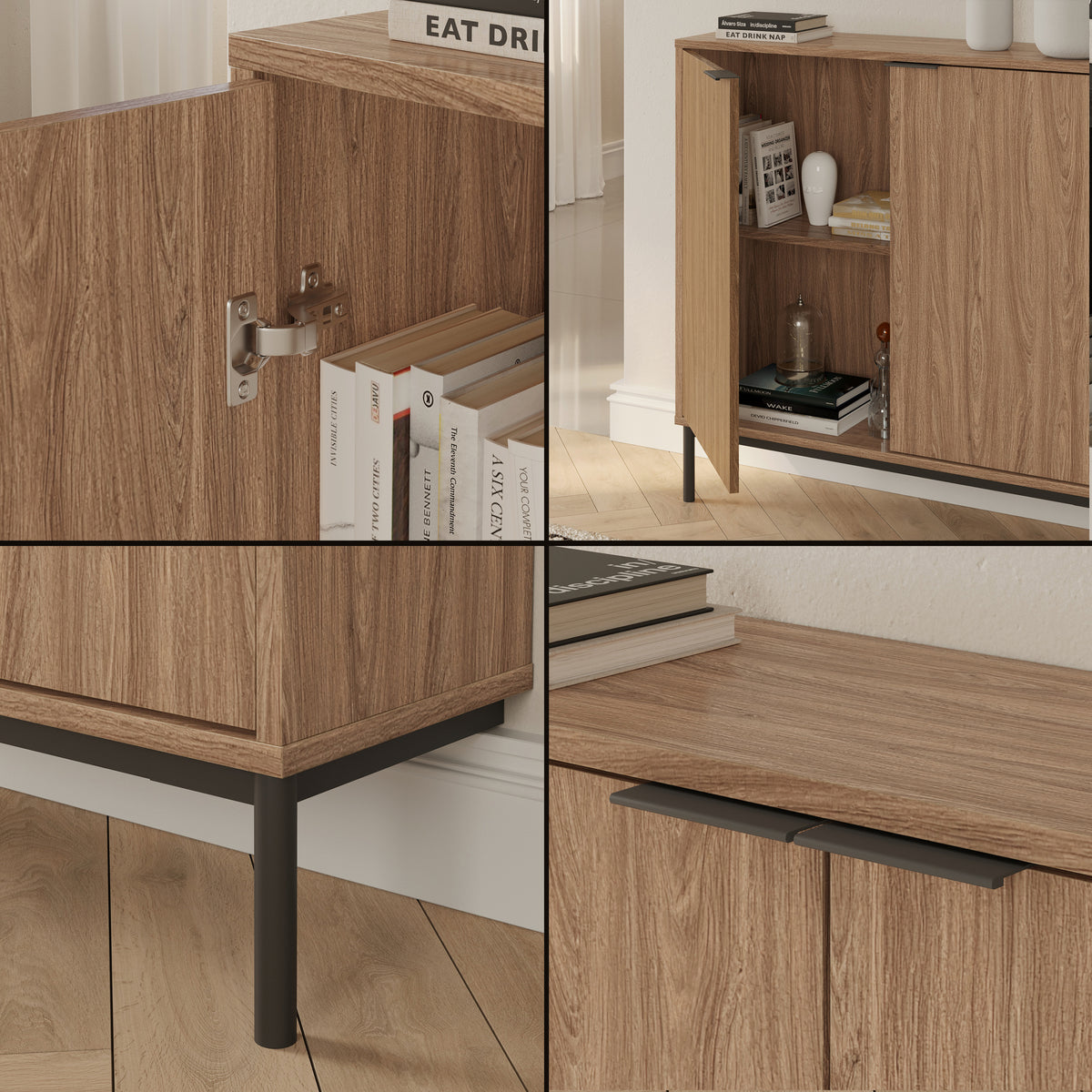 Slim 2-Door Storage Console in Light Walnut – lifestyle photo 3