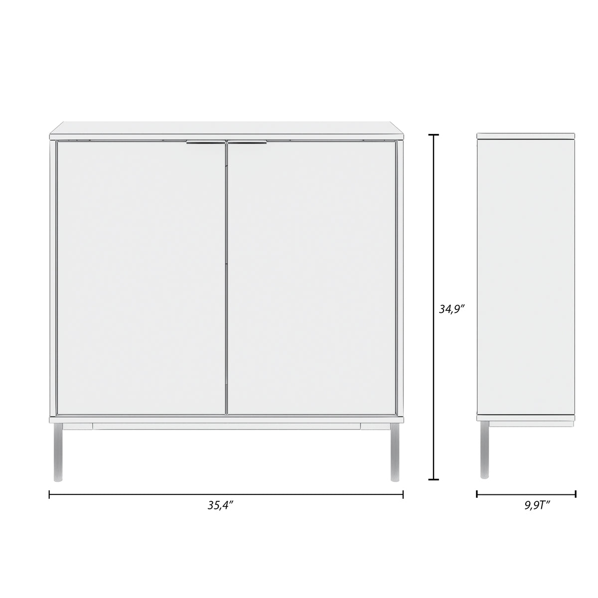 Slim 2-Door Storage Console in Natural Blonde Oak – dimensions diagram