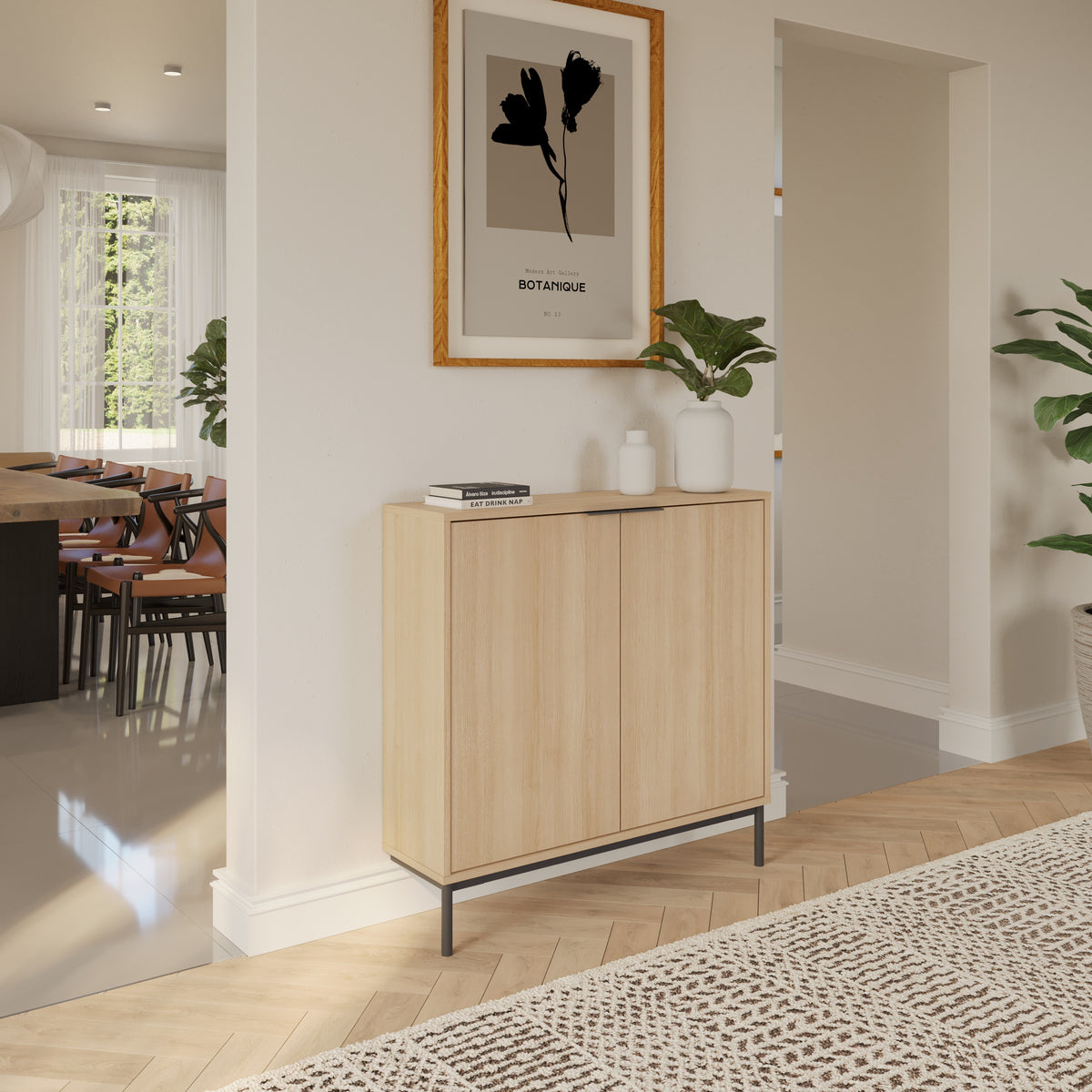 Slim 2-Door Storage Console in Natural Blonde Oak – lifestyle photo 3