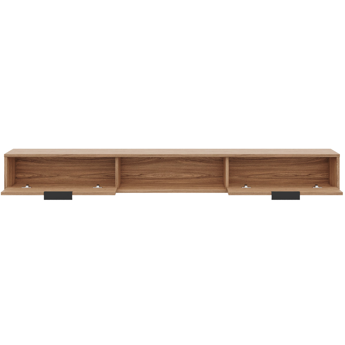 Slim 72” Wall-mounted TV Stand with 2 Storage Cabinets in Light Walnut – product photo
