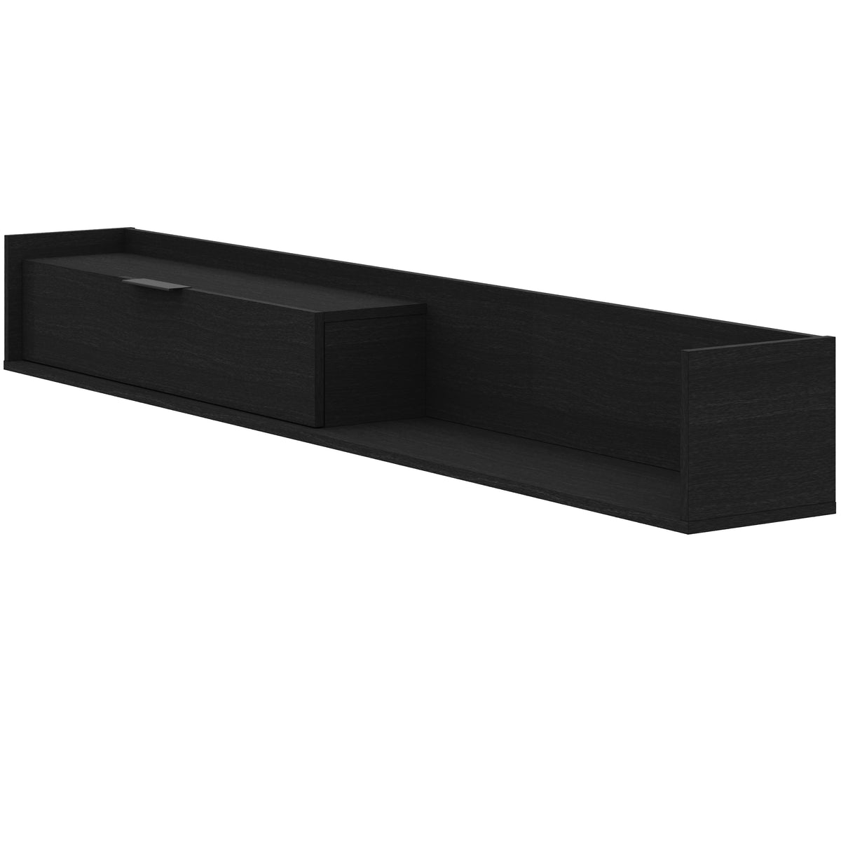 Slim 72” Wall-mounted TV Stand with Storage Cabinet in Black – product photo 2