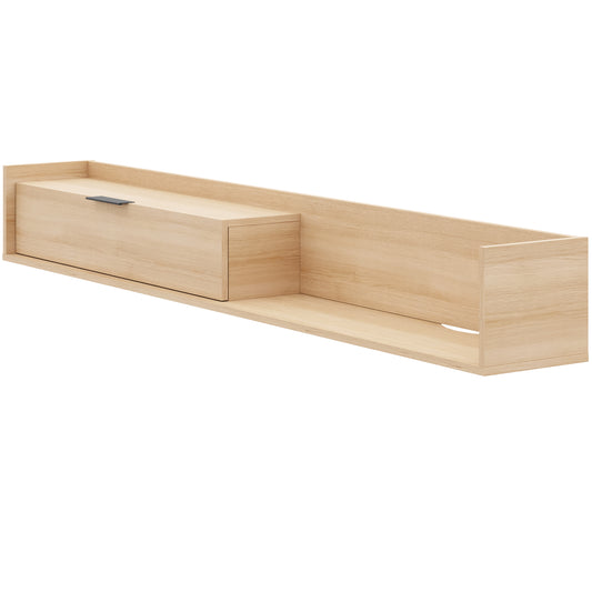 Slim 72” Wall-mounted TV Stand with Storage Cabinet in Natural Blonde Oak – product photo 2